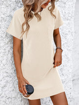 Summer Contrast Short Sleeve Pocket Dress