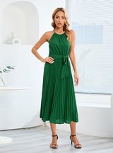 Sexy Sleeveless Pleated Halter Dress