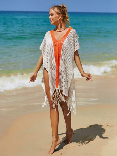 Beach Openwork Knitted Tassel Bikini Cover Up