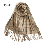 Women Fringed Plaid Scarf Shawl