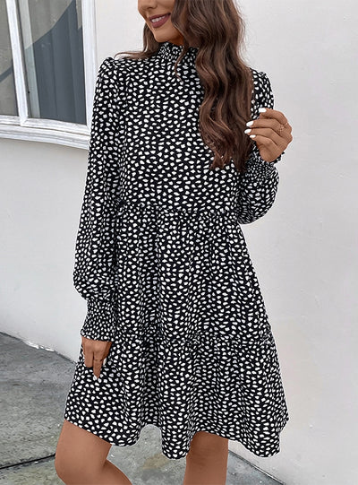 Leopard Print Long Sleeve Stitching Dress