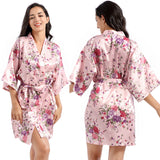 Loose Satin Silk Printed Short Nightgown