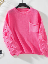 Solid Color Pocket Pullover Sweater Top