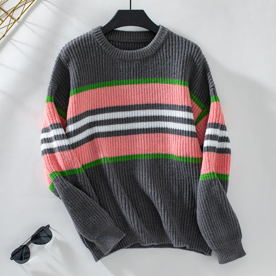 Rainbow Striped Turtleneck Sweater