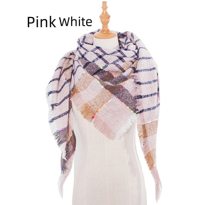 Plaid Scarf Polyester Triangle Scarf