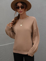 Solid Color Round Neck Twisted Rope Top