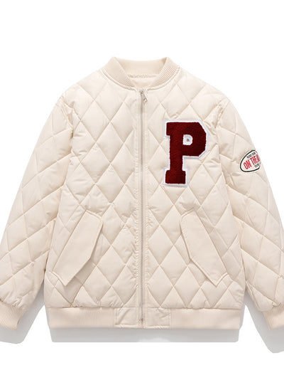 Retro Rhombic Baseball Cotton-padded Jacket