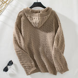 Solid Color Hooded Retro Loose Long Sleeve Sweater Coat