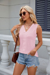 V-neck Lace Stitching Sleeveless Vest T-Shirt