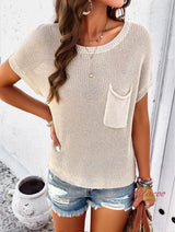 Casual Solid Color Short-sleeved Sweater