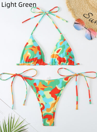 Sexy Printed Lace-up Bikini