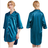 Loose Silk Pajamas V-neck Nightgown