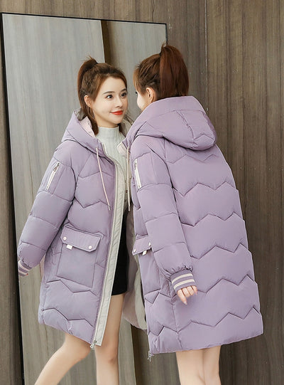 Loose Medium and Long Thick Cotton-padded Jacket