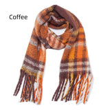 Women Plaid Fringed Scarf