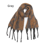 Coarse Tassel Jacquard Leopard Scarf