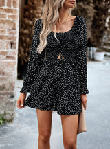 Polka Dot Long Sleeve Jumpsuit