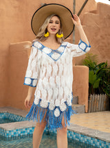 Hollow Lace Fringed Beach Bikini Cover Up