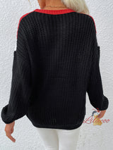 Women Loose Stitching Striped Sweater