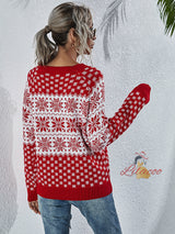 Snowflake Loose Christmas Long-sleeved Round Sweater