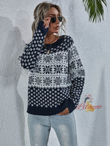 Snowflake Loose Christmas Long-sleeved Round Sweater