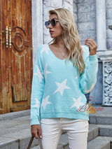 Five-pointed Star Geometric Pullover Loose Sweater