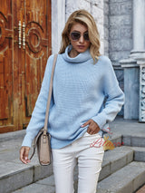 Turtleneck Loose Pullover Solid Color Sweater