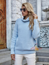 Turtleneck Loose Pullover Solid Color Sweater