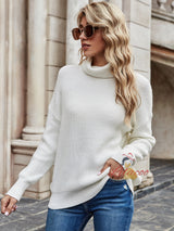 Turtleneck Loose Pullover Solid Color Sweater