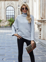 Loose Solid Color High Neck Sweater