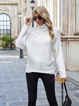 Loose Solid Color High Neck Sweater