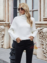 Loose Solid Color High Neck Sweater