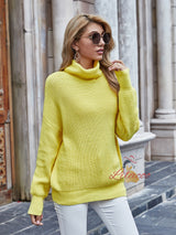 Turtleneck Loose Pullover Solid Color Sweater