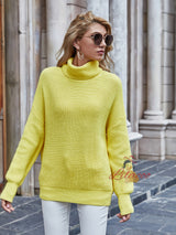 Turtleneck Loose Pullover Solid Color Sweater