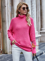 Turtleneck Loose Pullover Solid Color Sweater