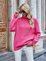 Turtleneck Loose Pullover Solid Color Sweater