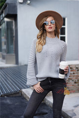 Hollow Round Neck Long Sleeve Sweater