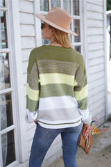 Striped Round Neck Pullover Sweater