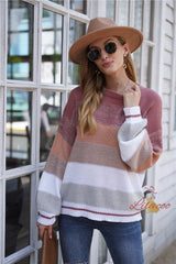 Striped Round Neck Pullover Sweater