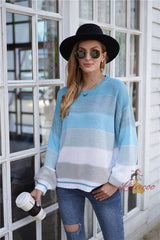 Striped Round Neck Pullover Sweater