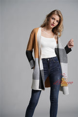 Loose Knit Cardigan Plaid Sweater