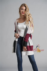 Loose Knit Cardigan Plaid Sweater