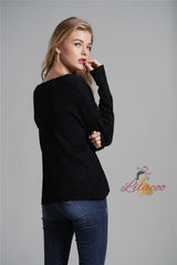 Cross-stitch Knit V-neck Sweater