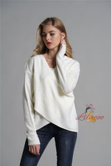 Cross-stitch Knit V-neck Sweater