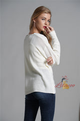 Cross-stitch Knit V-neck Sweater