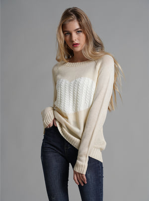 Loose-fitting Turtleneck Heart Sweater