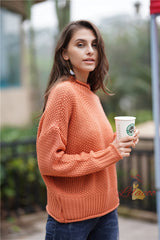 Knitwear Loose Solid Color High Neck Sweater