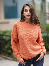 Knitwear Loose Solid Color High Neck Sweater