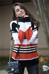 Rainbow Splicing Pullover Loose Sweater