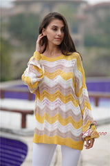 Loose Pullover Round Neck Rainbow Sweater