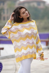 Loose Pullover Round Neck Rainbow Sweater